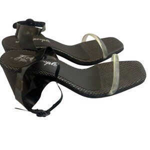Free People High Heel Sandals Square Toe Jelly Ankle Straps Size 40 Women's 9.5